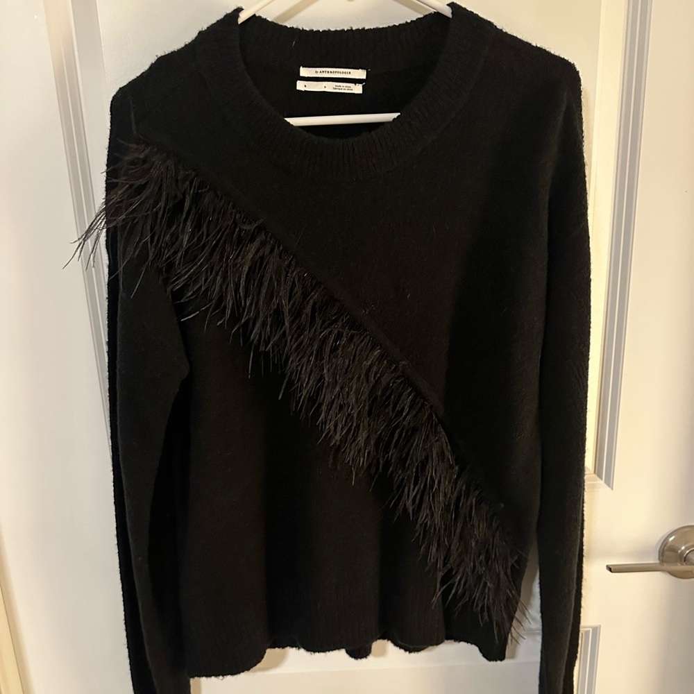 Black Sweater with Fringe Detail